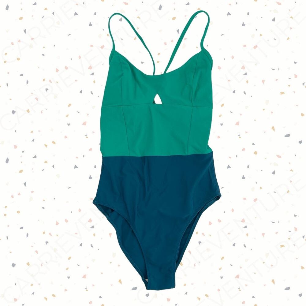 Summersalt The Swan Dive Green Teal Seaglass Seaweed Keyhole One Piece Swimsuit